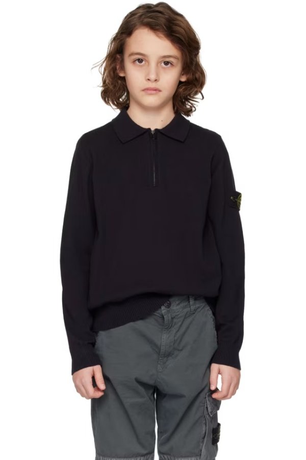 儿童海军蓝polo