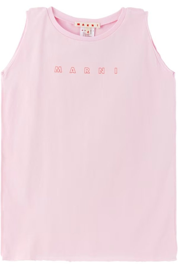 大童粉色印花logo背心