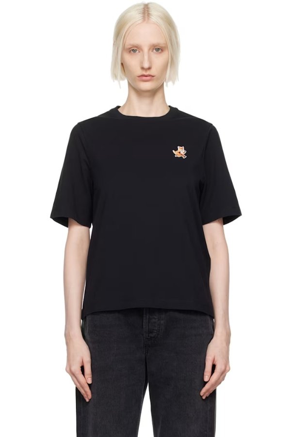 黑色 Speedy Fox Patch Comfort T 恤