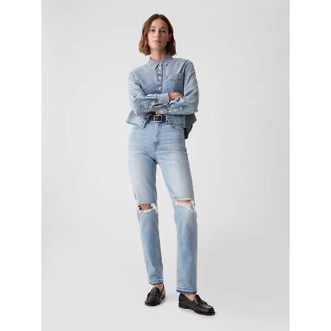 高腰破洞牛仔裤（新款）