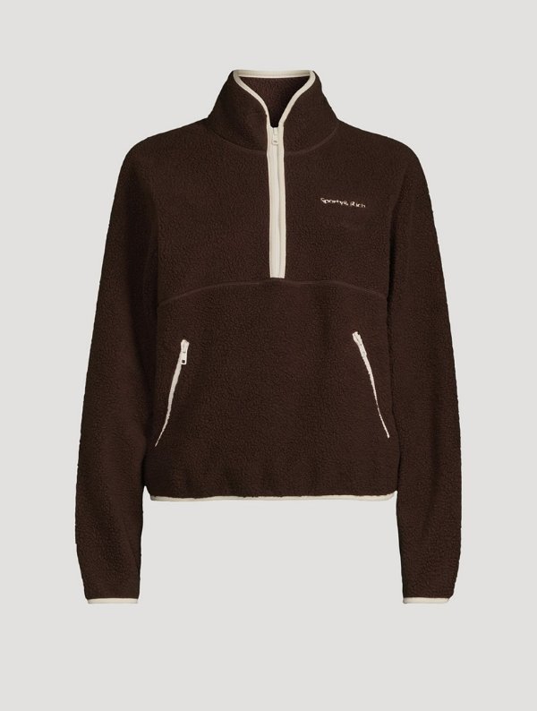 Serif Logo Sherpa 四分之一拉链套头衫
