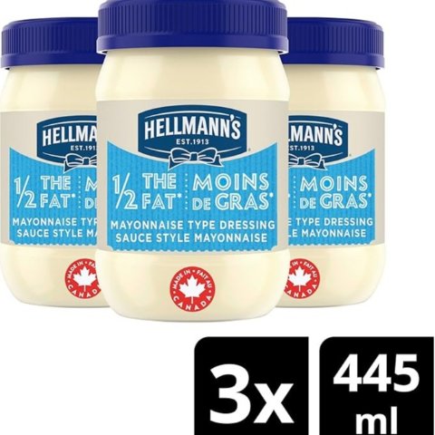 Hellmanns 低脂蛋黄酱 445ml x 3瓶 三明治/汉堡伴侣 减脂期必备