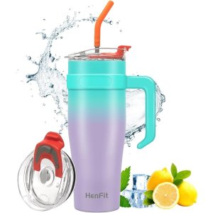 🥬白菜价🥬：HenFit 40oz手柄不锈钢吸管杯 保冷34h/保温24h