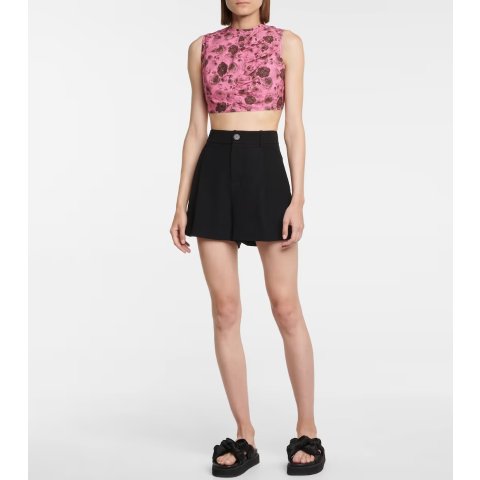 花卉棉府绸短款上衣