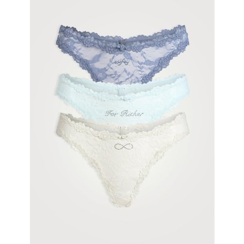 SKIMS弹力蕾丝浸胶丁字裤套装
