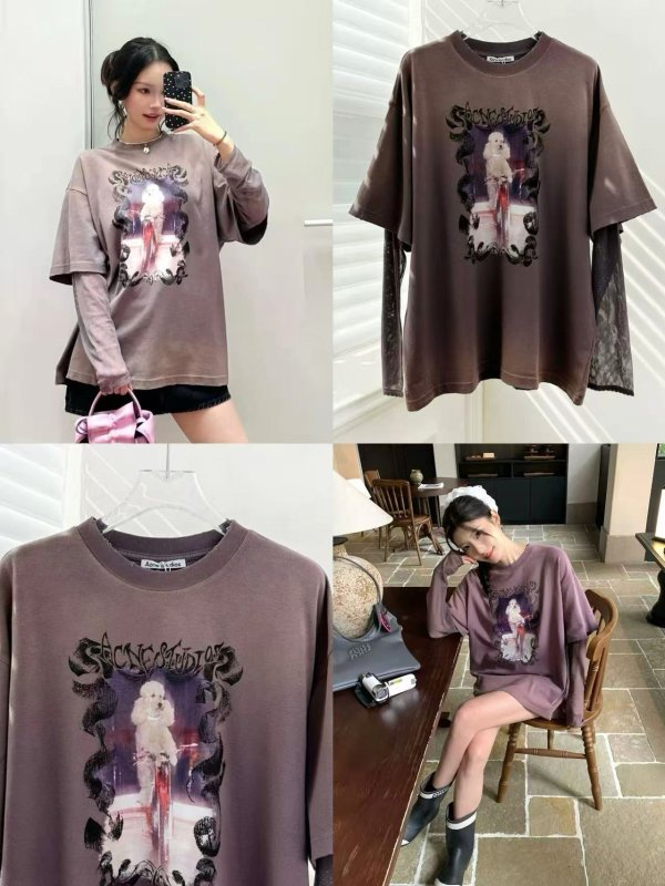 渐变紫色假两件短袖
