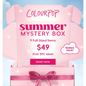 5折每件仅$5！售完即止Colourpop卡拉泡泡 9件正装彩妆盲盒大礼包