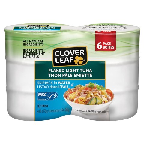 每个仅$1Clover Leaf 减盐版水浸金槍鱼罐头 6个