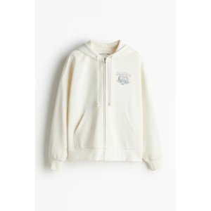 - Oversized Hooded Jacket with Motif - Cream/Sublime - Ladies | H&M CA