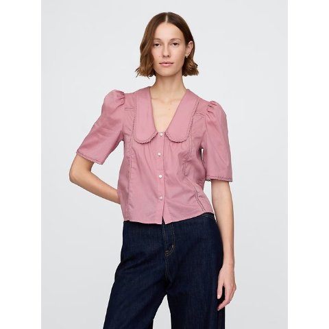 泡泡袖蕾丝上衣