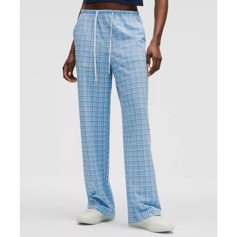 条纹棉布中腰裤