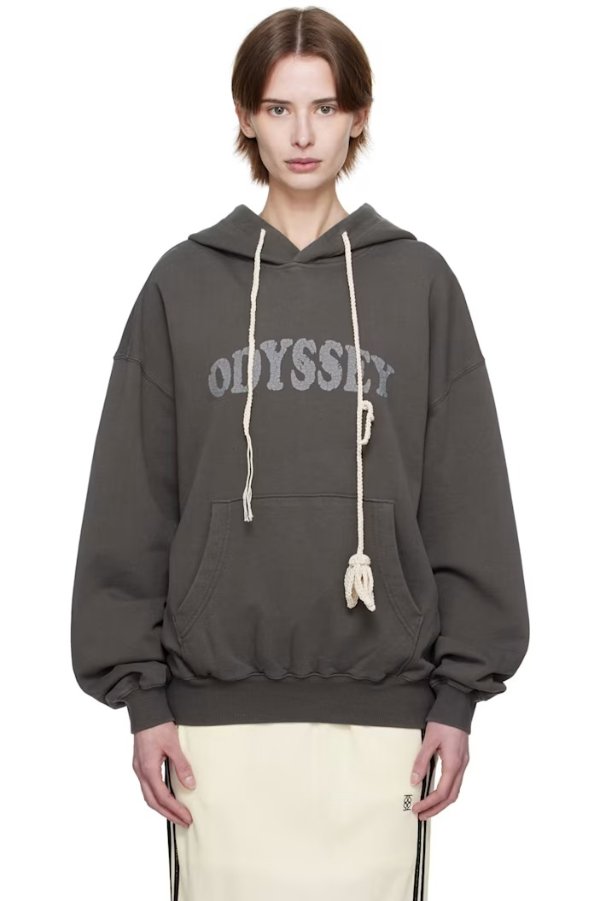 灰色“Odyssey”钩针连帽衫