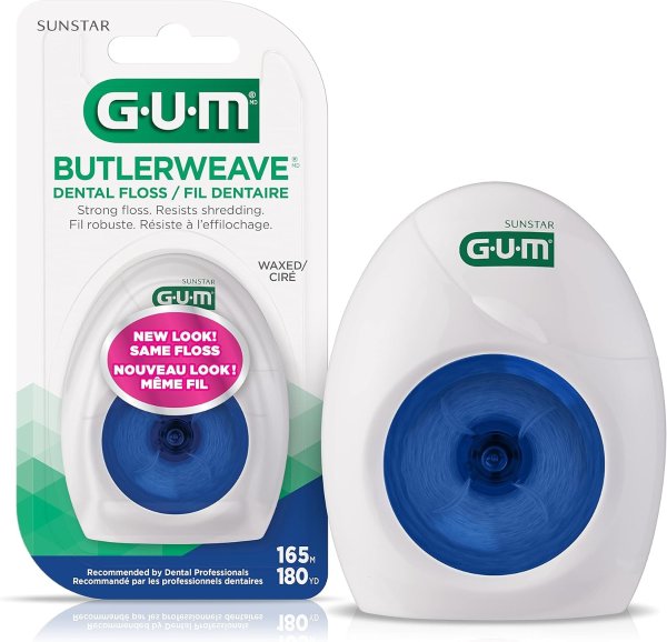 GUM ButlerWeave® 蜡质牙线，165米