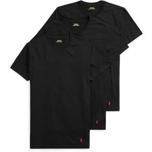 POLO 男式经典版型棉质圆领T恤汗衫，3件装