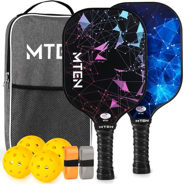MTEN USAPA认证玻璃纤维表面匹克球拍套装