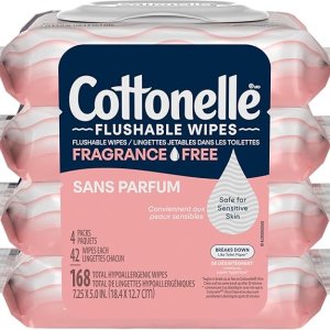 Cottonelle 无香型可冲散湿巾，4x42片