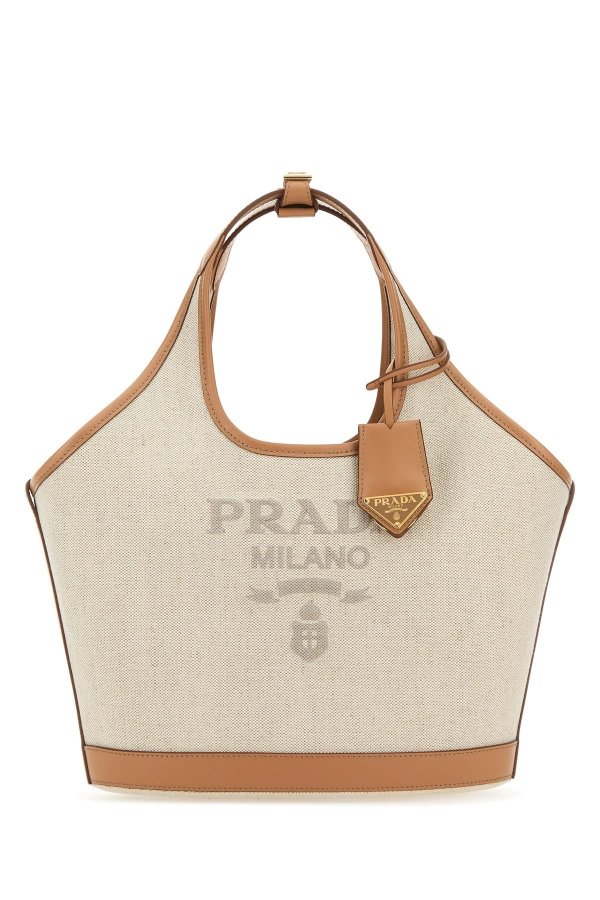 【関税&送料込】Prada Sand Canvas Shopping Bag Prada Linen Blend Tote Bag | Saks Fifth Avenue