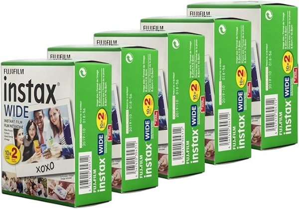 Instax 宽幅胶片，白色多包装（5 x 2 包装，共 100 张）