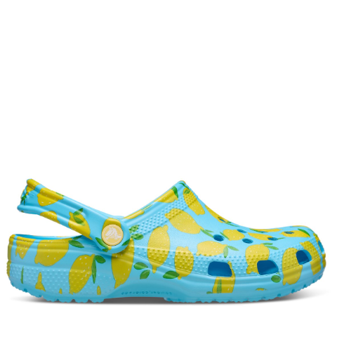 柠檬印花洞洞鞋