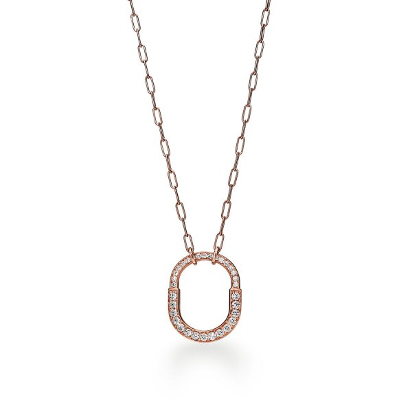 玫瑰金中号密镶钻石吊坠