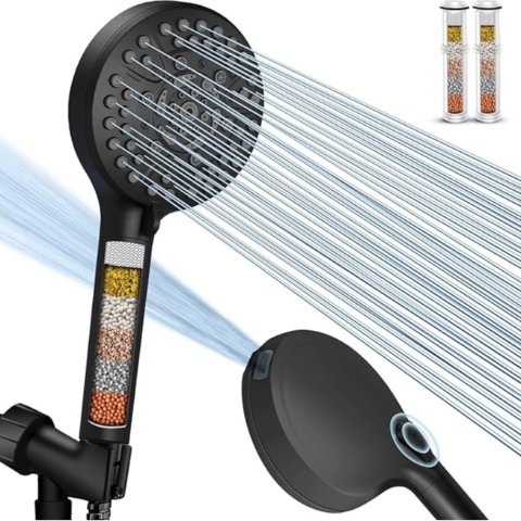 高压过滤花洒 哑光黑 10种出水模式 60英寸软管