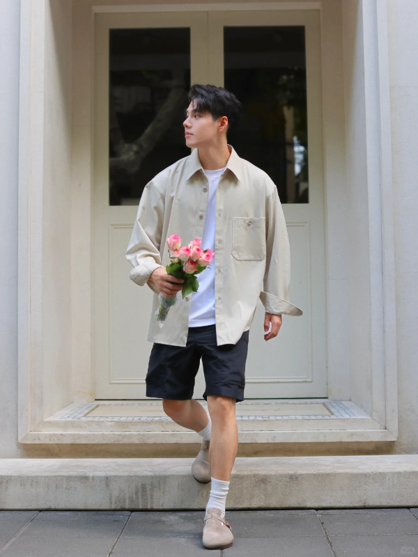  工装宽松斜纹衬衫