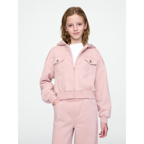 VintageSoft 童装短款连帽拉链衫