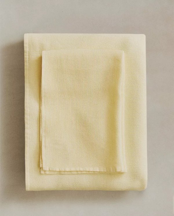 华夫格纯棉浴巾