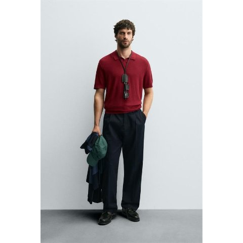 Zara立体针织POLO衫