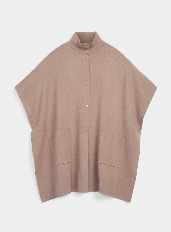 Mock-neck 披肩开衫