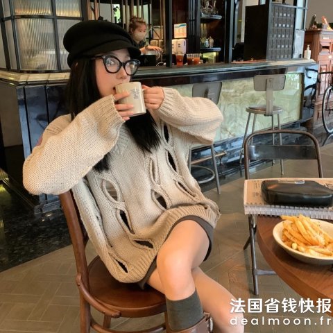 灰色毛衣 镂空款