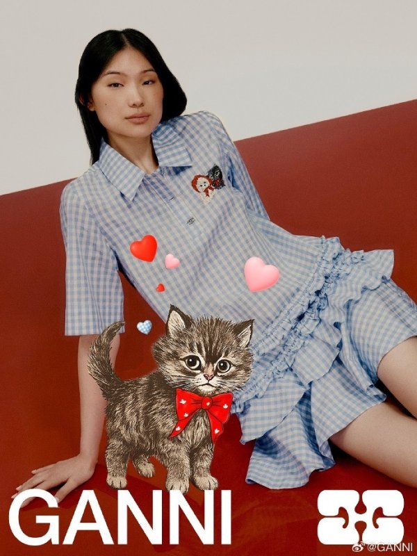 蓝色格子衬衫裙