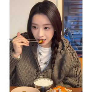 openy Brown Stitch 拉链针织连帽衫