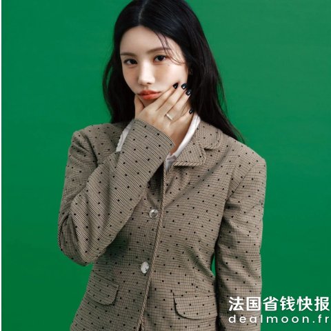 Ganni权恩妃同款Flock 格纹西装外套