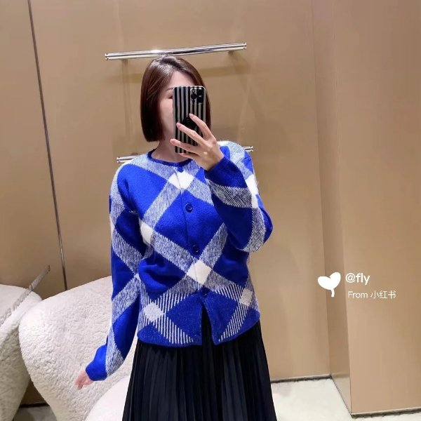 Burberry 儿童格纹针织开衫