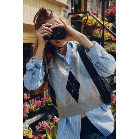 Argyle 针织背心 短款