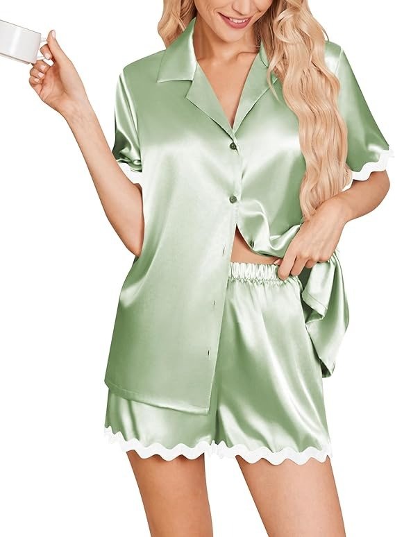 缎面女士睡衣套装 短裤款XXL