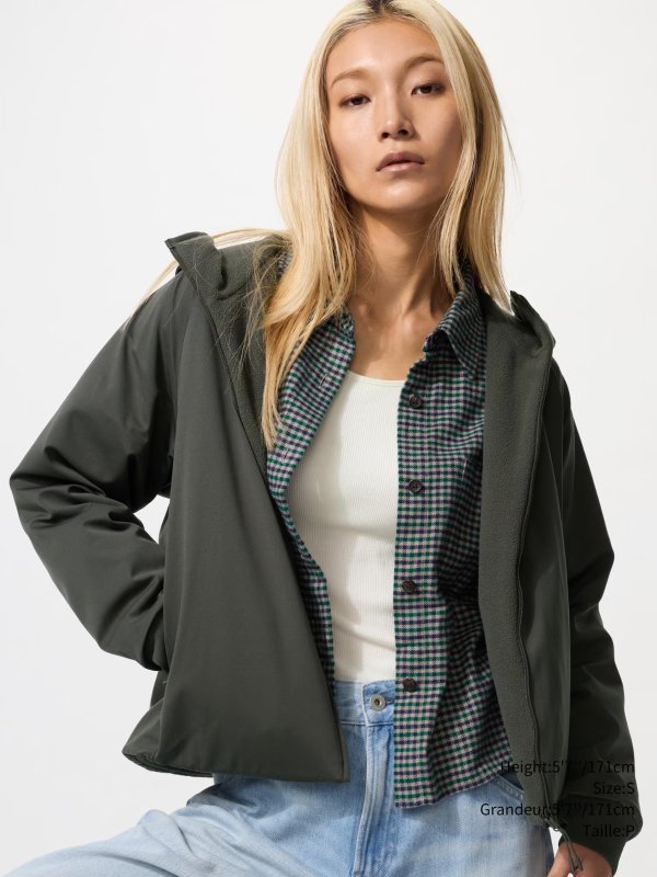 女款防风羊羔绒连帽外套