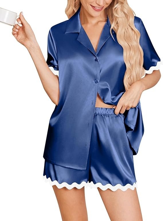 缎面女士睡衣套装 短裤款XXL