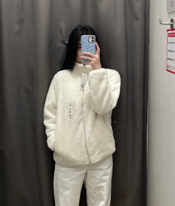 大童绒毛拉链夹克