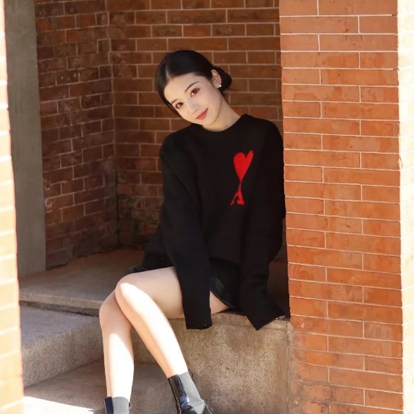 de Coeur 黑色羊毛毛衣