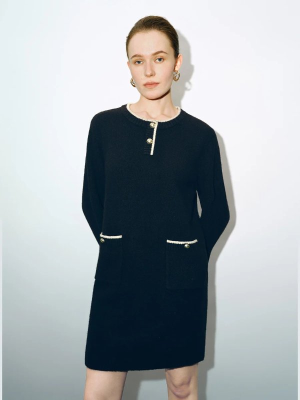 針织连衣裙 圆领