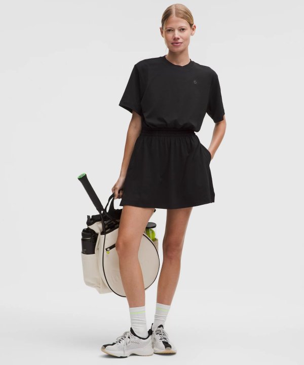 Smocked-Waist T恤裙 黑色