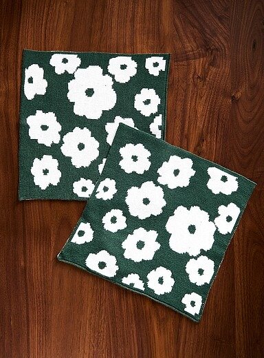 Floral 绿色洗碗布 2件装