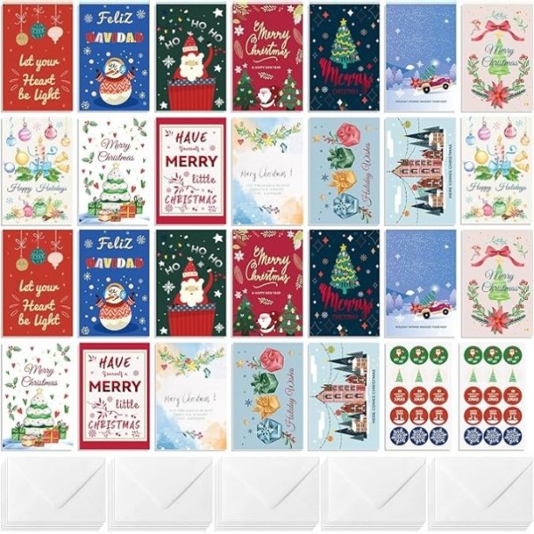Frelimiu 26张圣诞贺卡大礼包 含信封和贴纸