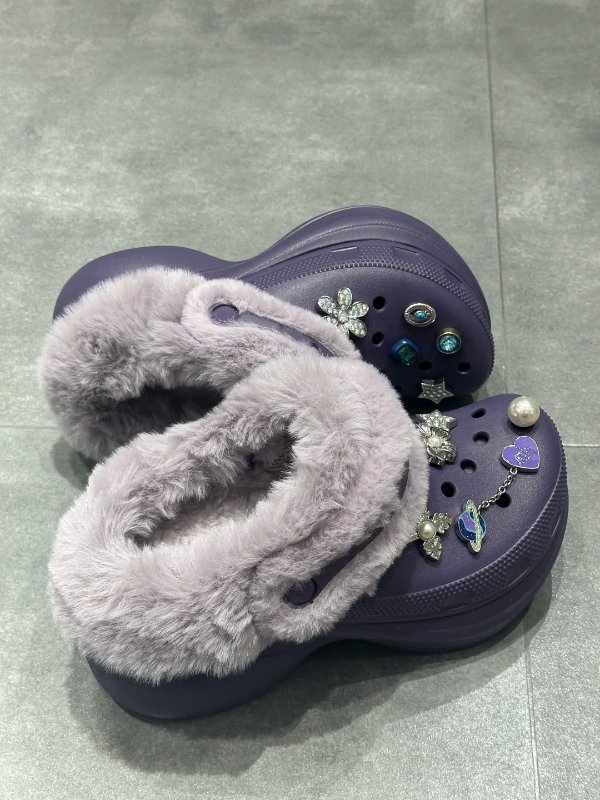 Crocs Bae 毛绒内衬洞洞鞋