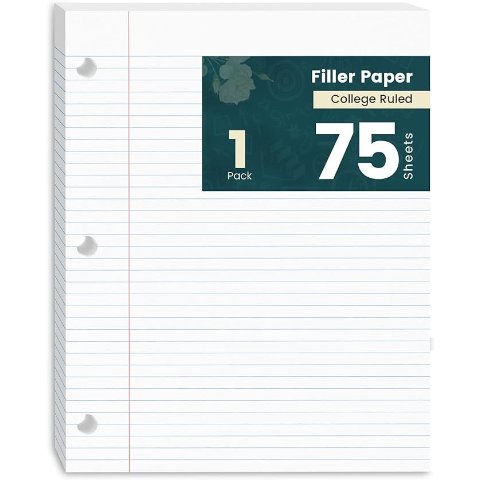 Loose Leaf 8x10.5英寸三孔活页纸 75张