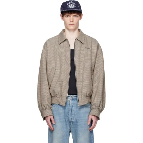 Beige 格纹飞行夹克