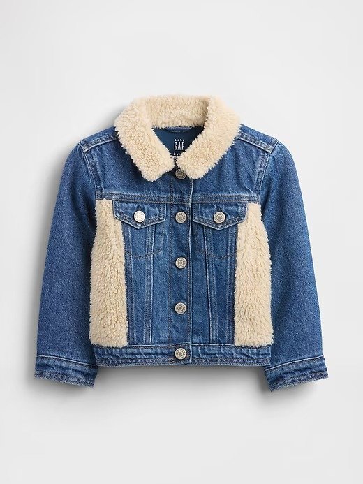 婴儿小童绒绒牛仔夹克