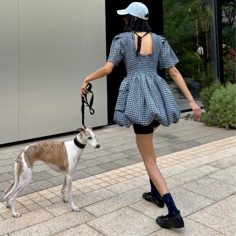 格子迷你连衣裙